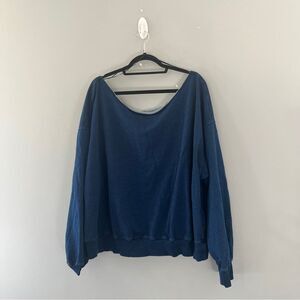 Fabletics Blue Off the Shoulder Long Sleeve Top Athleisure Womens Plus Size 4X